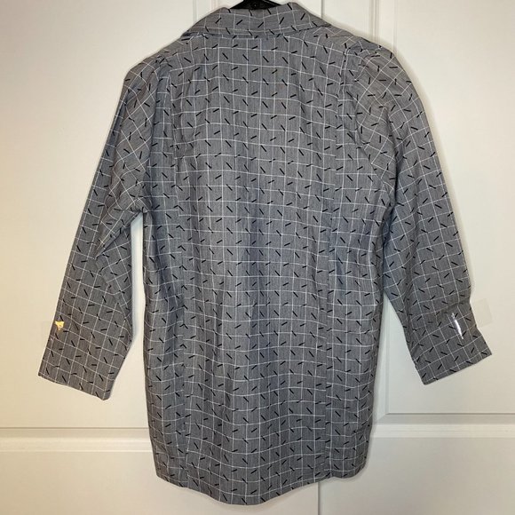 Vintage Diamond's Run Geometric Print Grayscale Lightweight Blazer Shacket - Picture 2 of 12